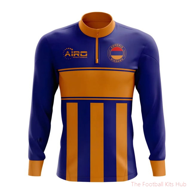 Armenia Concept Football Half Zip Midlayer Top (Blue-Orange)
