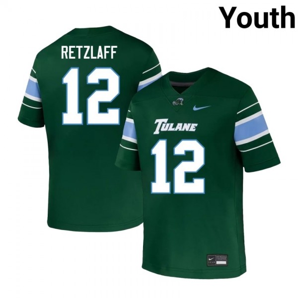 Tulane Green Wave #12 Jake Retzlaff Youth Stitch Jerseys - Green