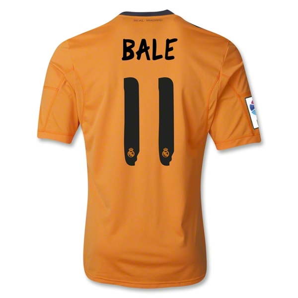 13-14 Real Madrid 11 BALE Away Orange Soccer Jersey Shirt - Official