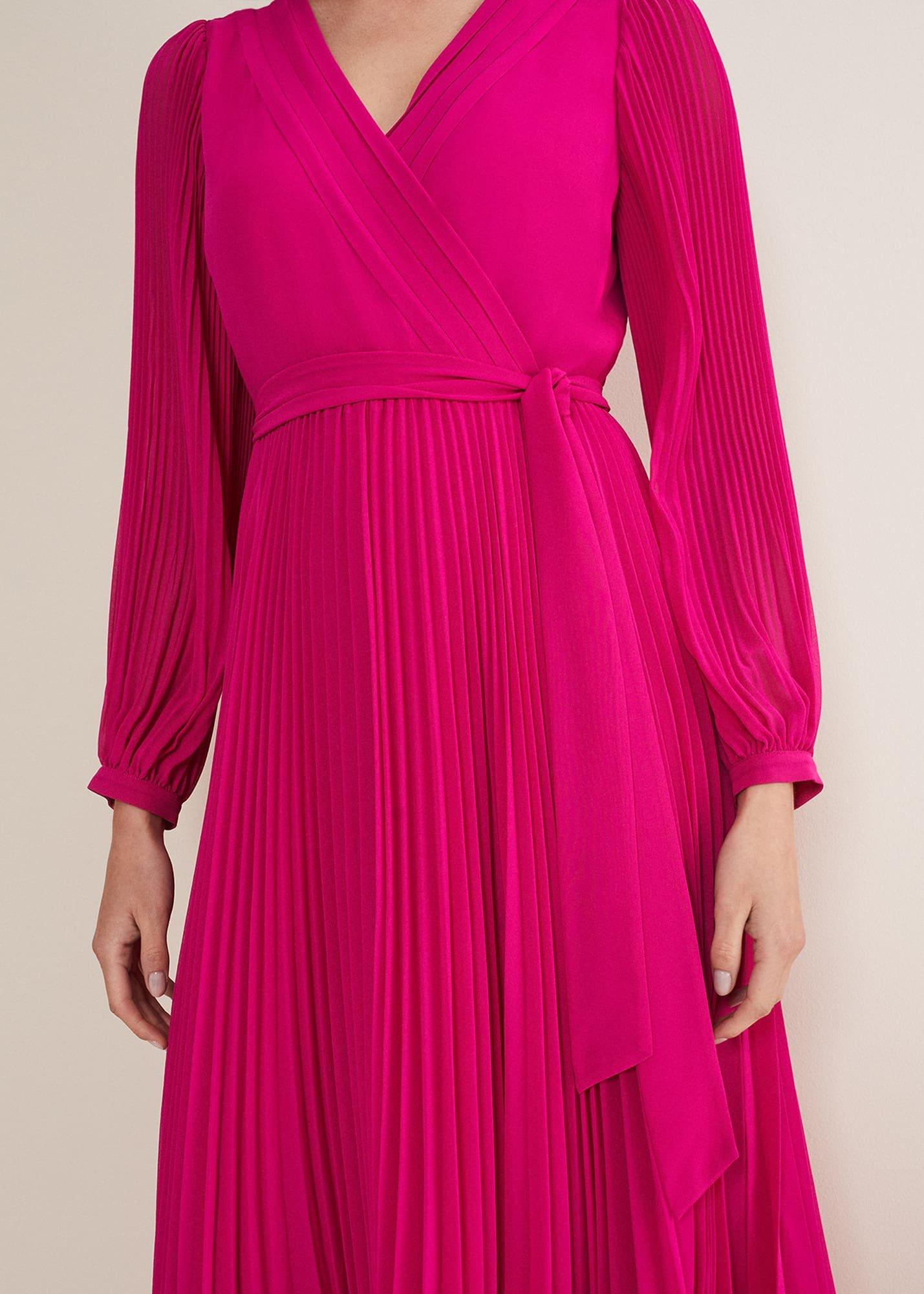 Petra Wrap Pleated Midi Dress
