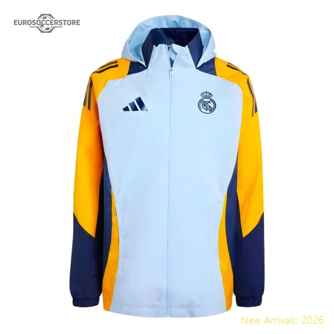2024-2025 Real Madrid Allweather Jacket (glow Blue) - Concept Creation