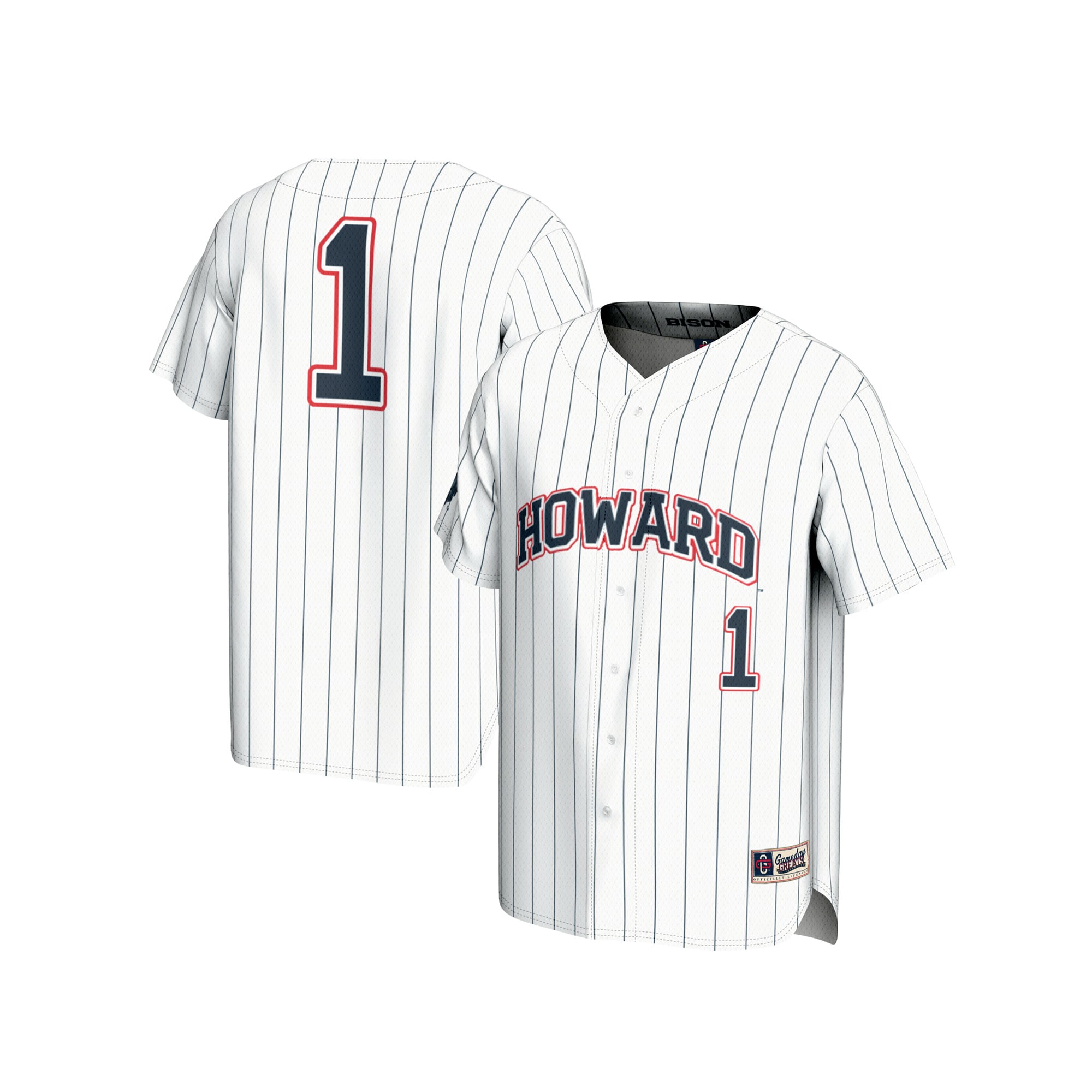 [NJP] Howard Bison GameDay Greats Youth Lightweight Baseball Fashion Jersey - White