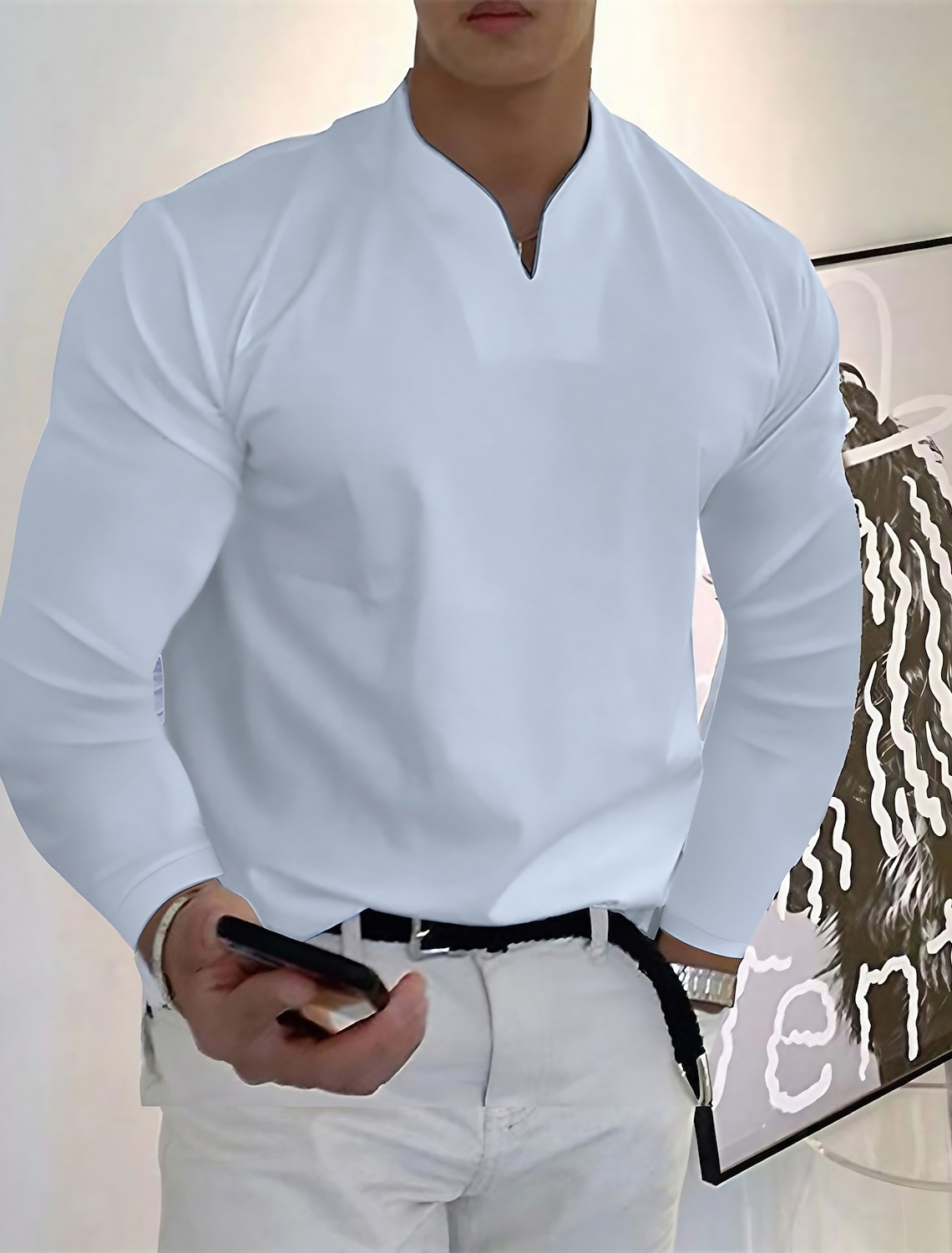 Men's T Shirt Short Sleeve V Neck Summer Plain Sports Fashion