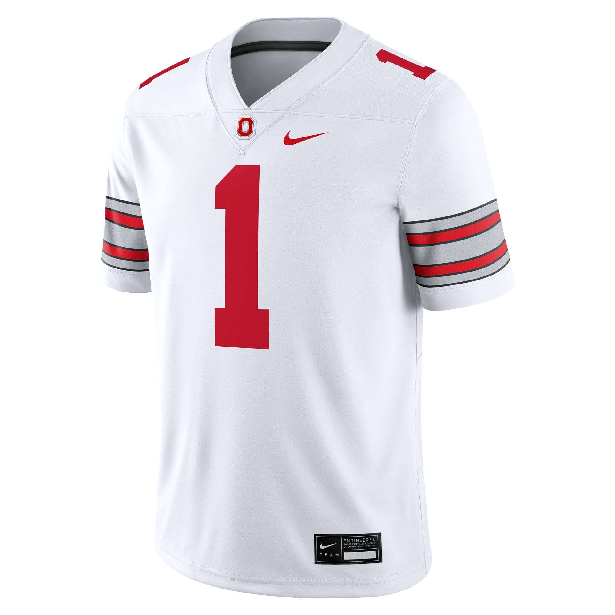 Men's #1 White Ohio State Buckeyes Road Game Football Jersey