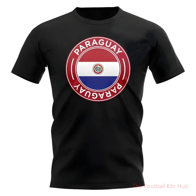 Paraguay Football Badge T-Shirt (Black)