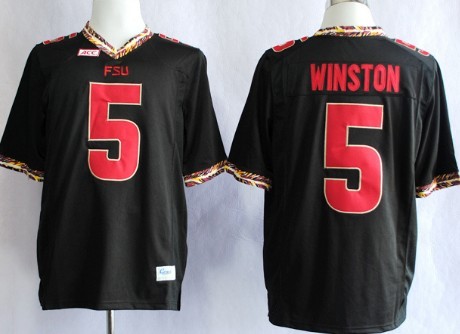 team authorized Men's None Jameis Winston #5 Black 2013 Football
