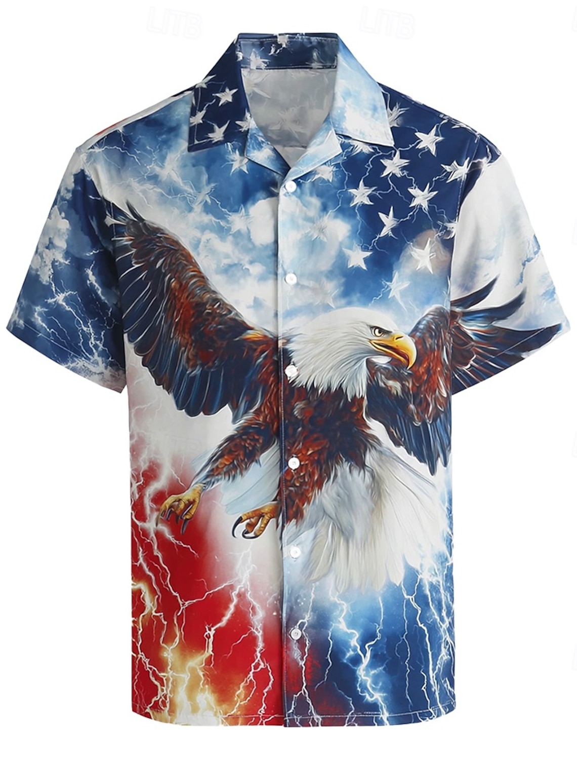 Men's 4th of July U.S. 250th Anniversary Eagle US Flag Shirt Button Up Shirt Short Sleeve Vintage Retro Outdoor Holiday Summer Spring Turndown 3D Print Collared Shirts Blue Blue 2# Blue 1#