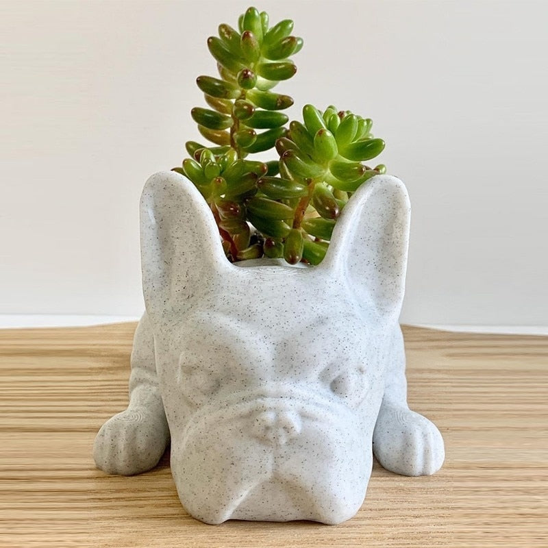 French Bulldog Frenchie Statue Planter Resin Flower Pot Durable Dog Item