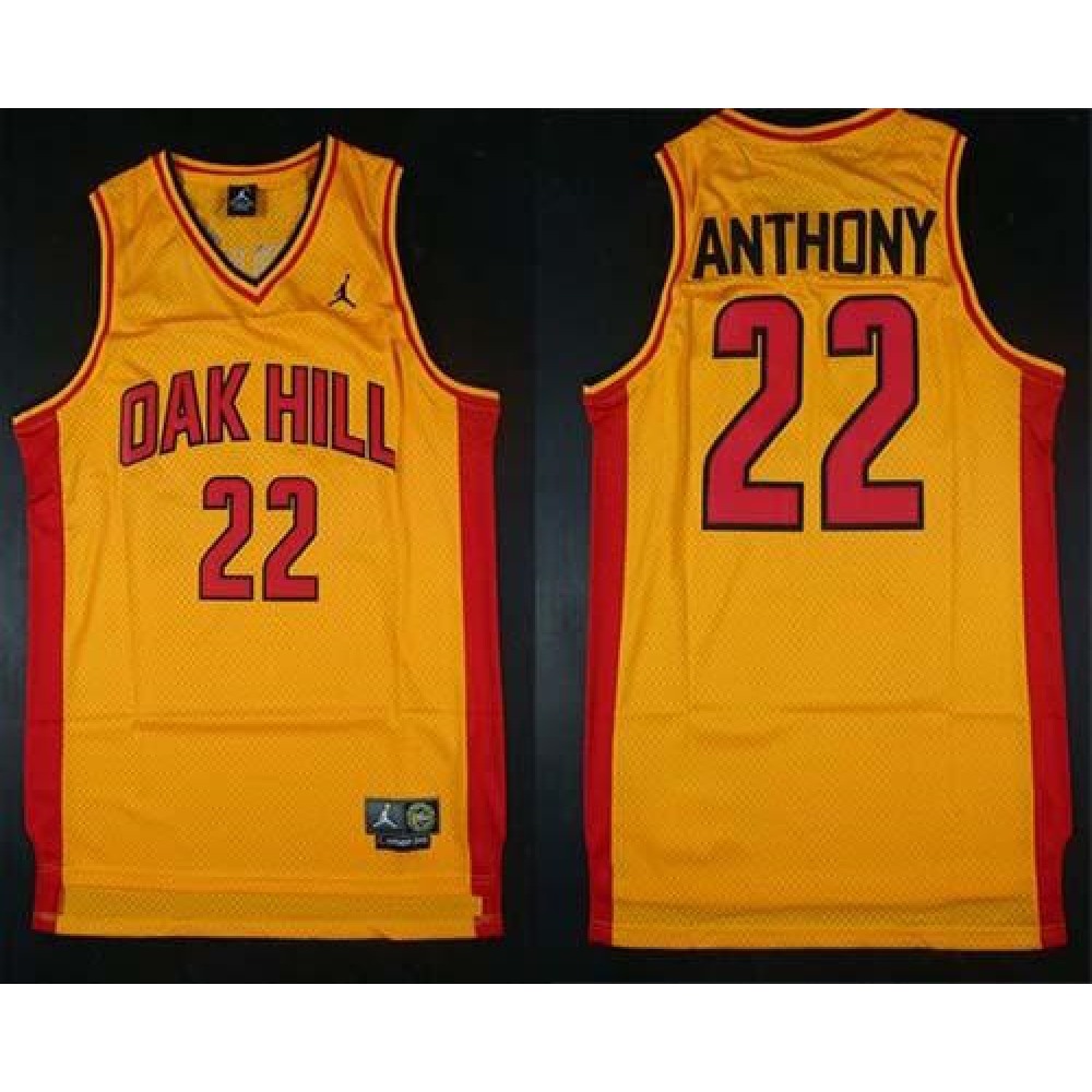 Fan Favorite Retro Men's NYK #22 Carmelo Gold Basketball Jersey