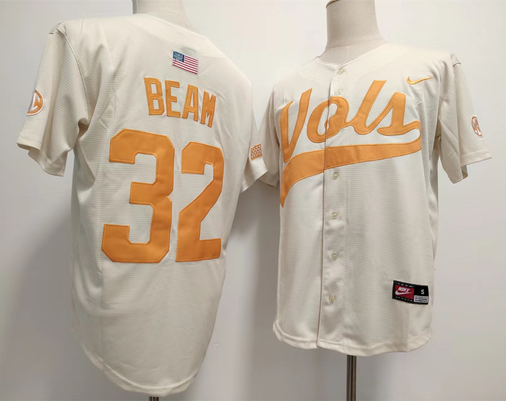 Men's None White 2024 authentic Drew Beam #32 official Jersey