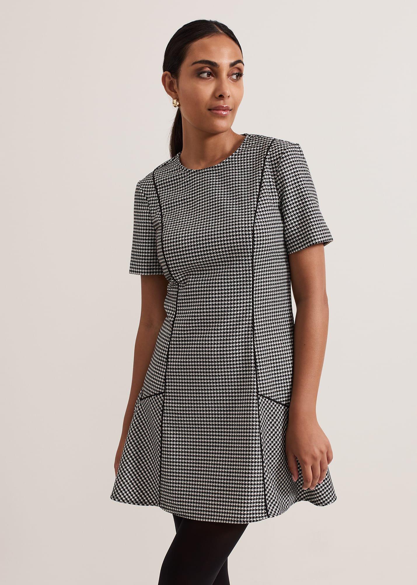 Petite Viola Houndstooth Mini Dress