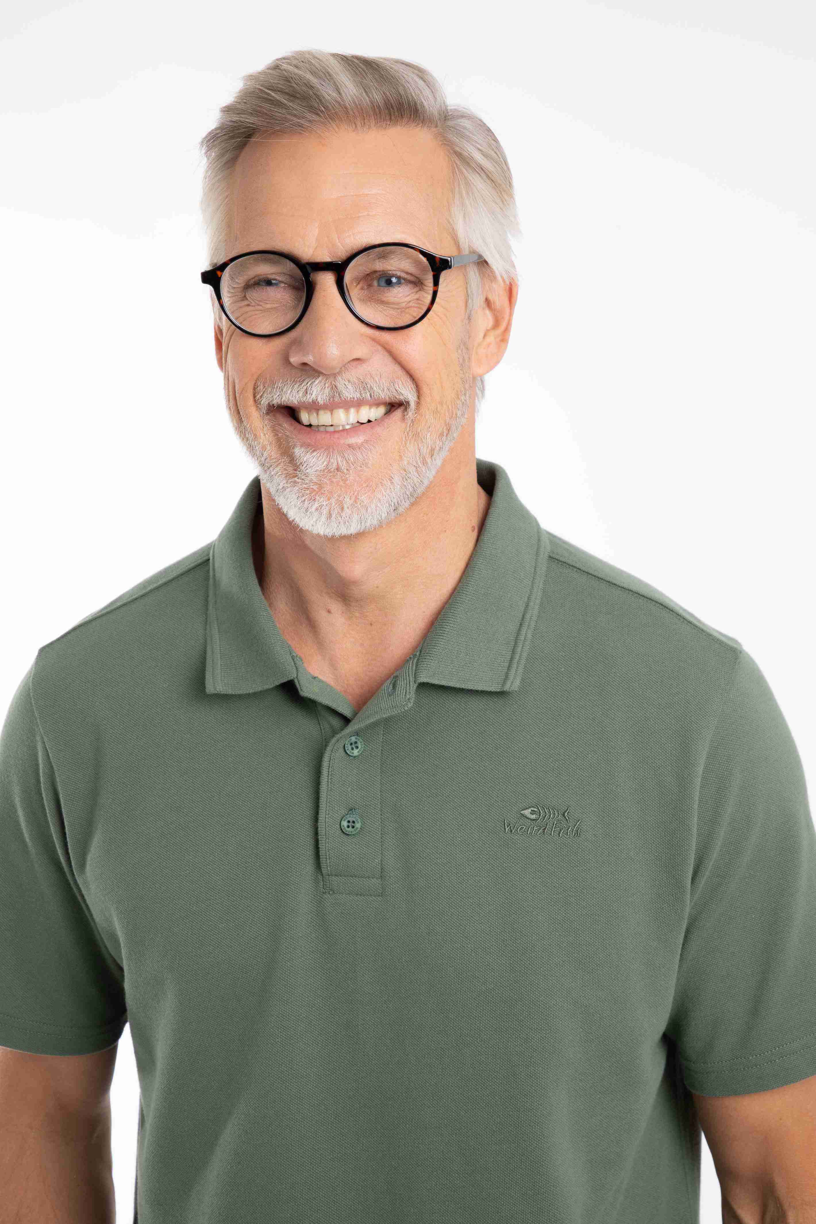 Giles Pique Polo Shirt Army Green