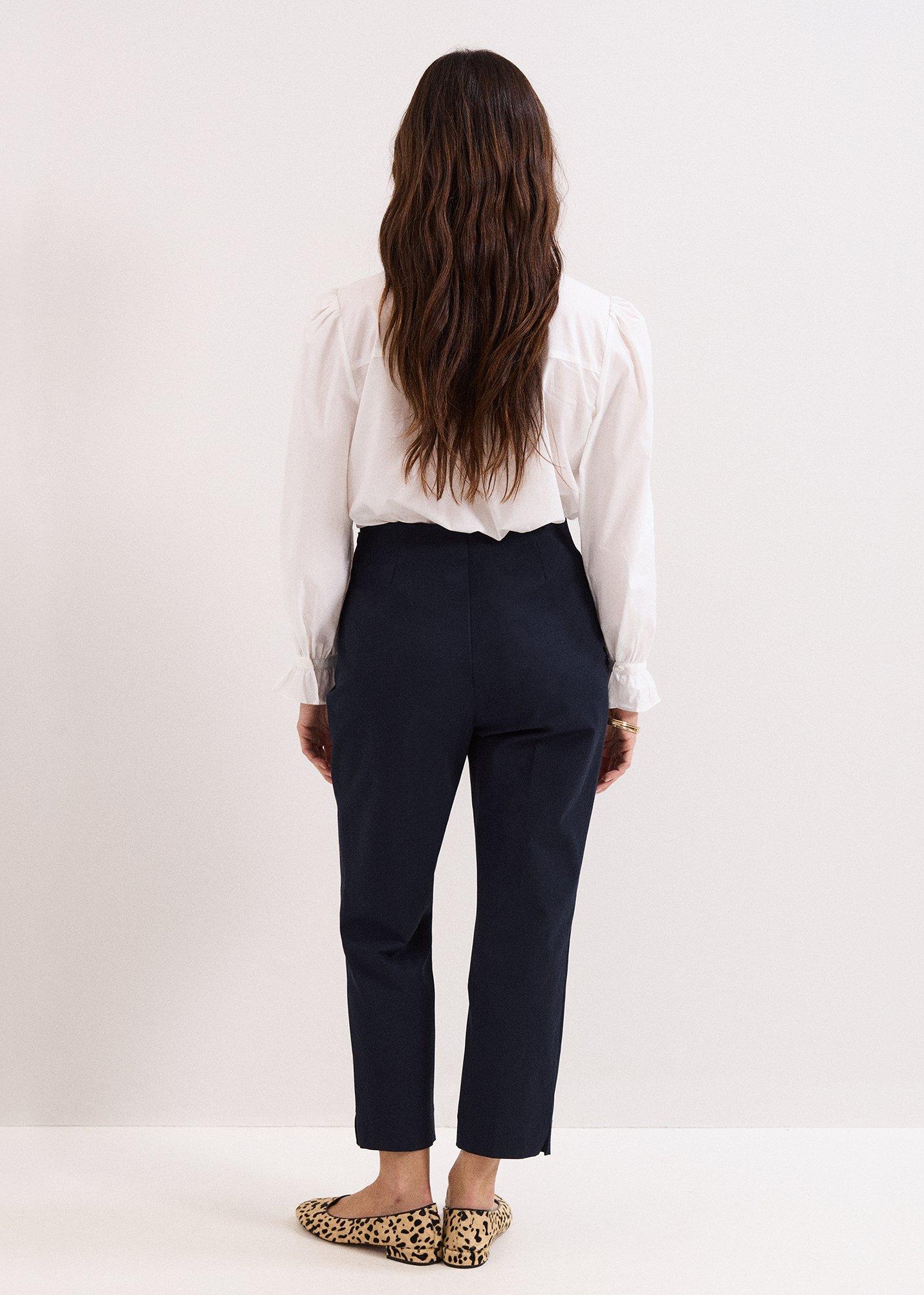 Miah Navy Cropped Slim Trousers