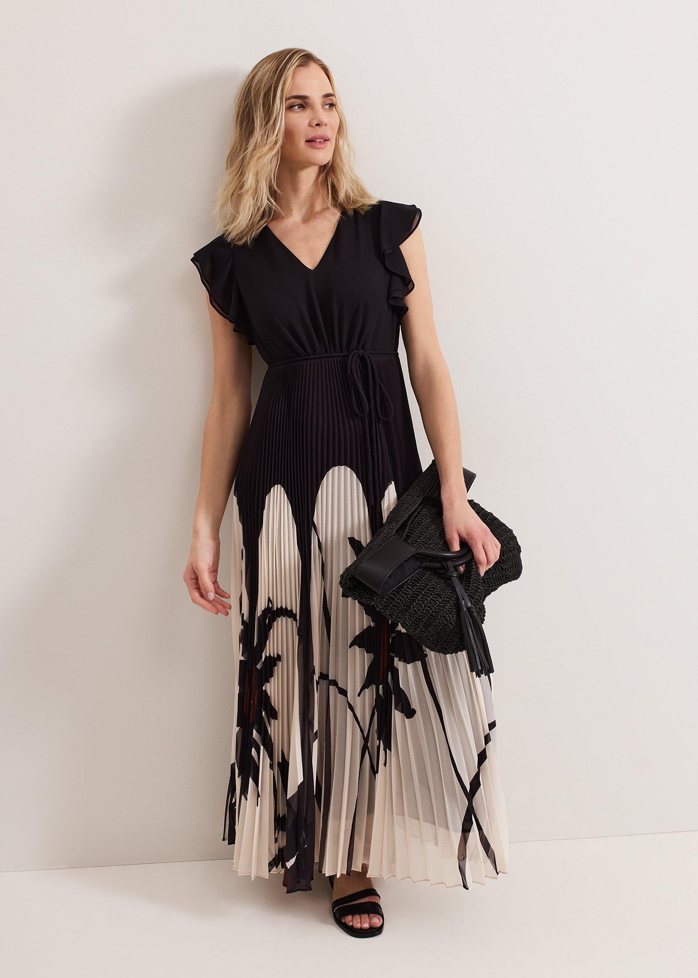Uma Printed Pleat Maxi Dress