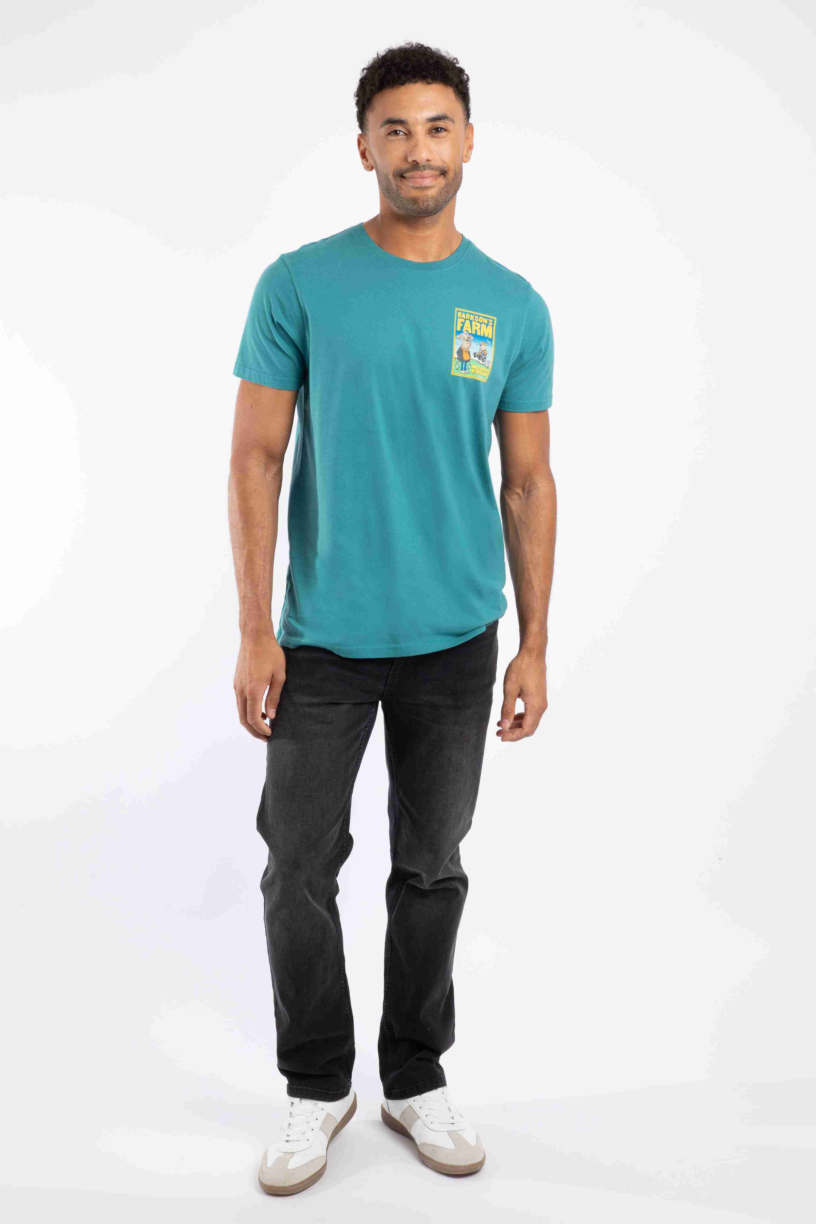 Barkson's Farm Back Print Artist T-Shirt Deep Teal