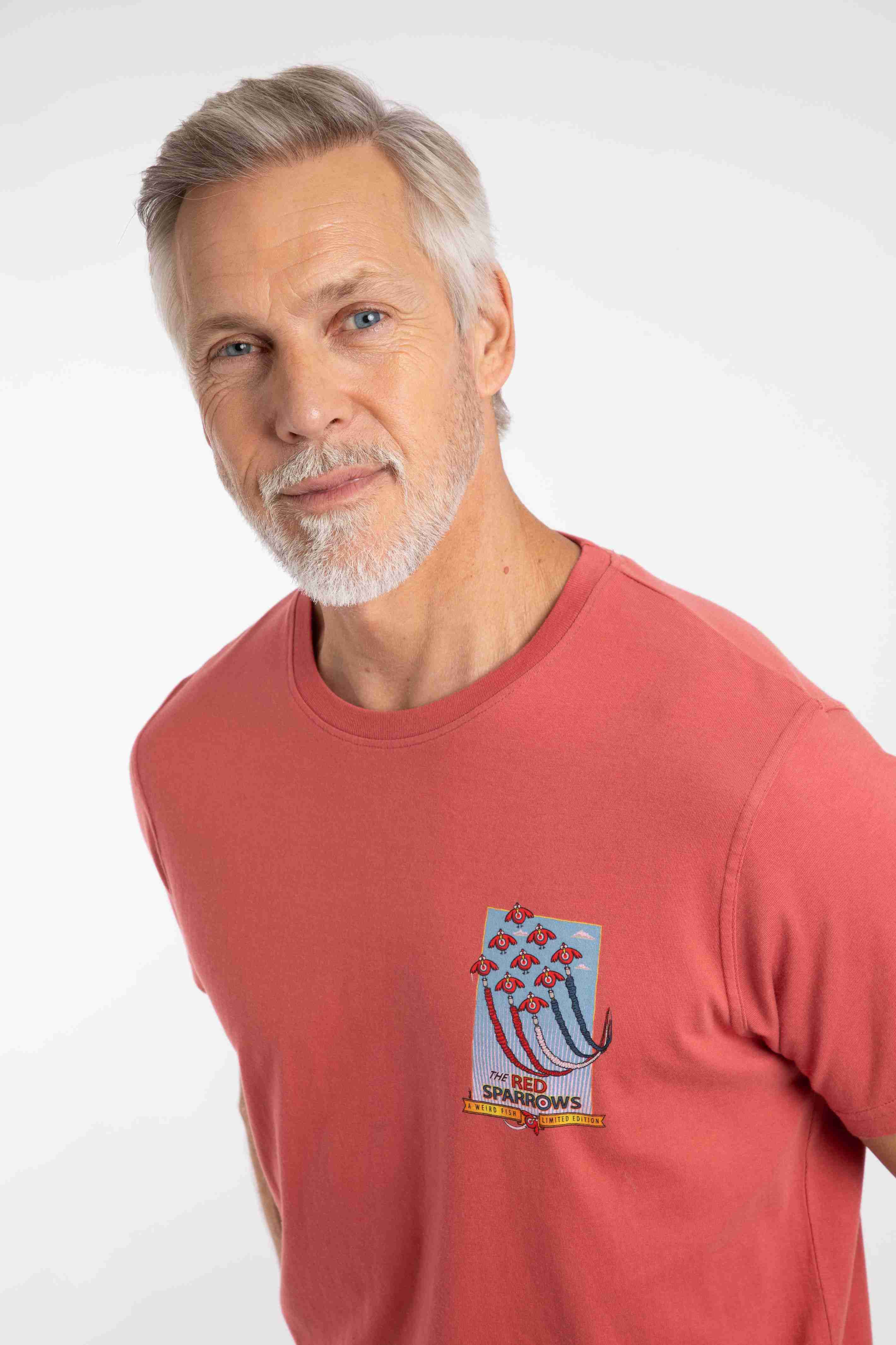 Red Sparrows Back Print Artist T-Shirt Nantucket
