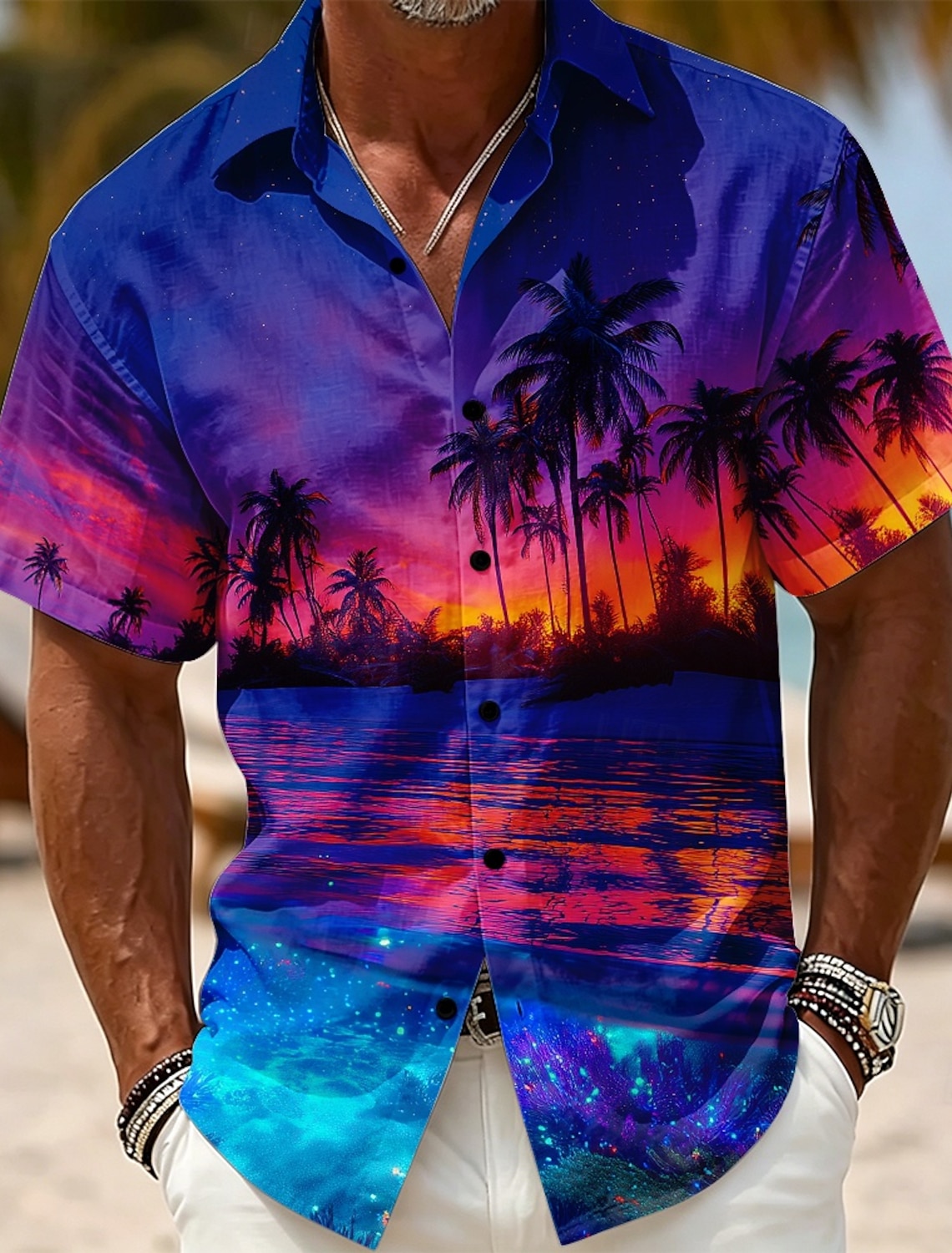 Men's Coconut Tree Tropical Plants Shirt Summer Hawaiian Shirt Tropical Shirts Short Sleeve Hawaiian Casual Holiday Beach Wear Summer Spring Turndown 3D Print Button Up Shirts Blue Purple Green