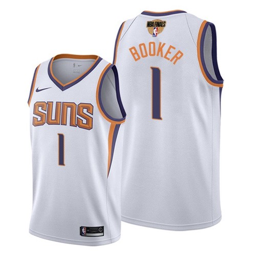 PHX White Nike D. Booker #1 NBA Jersey Basketball Jersey NBA Fan Apparel