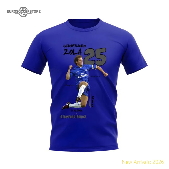 Chelsea Gianfranco Zola Graphic T-Shirt (Blue) Supporter Version