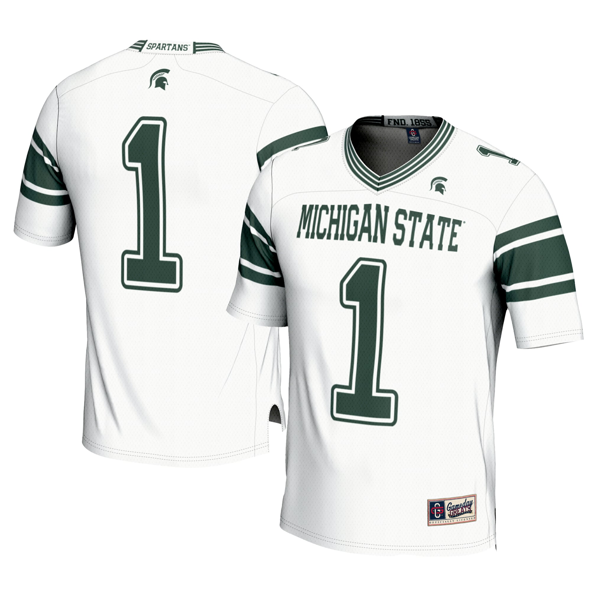 Men's #1 White Michigan State Spartans Football Jersey