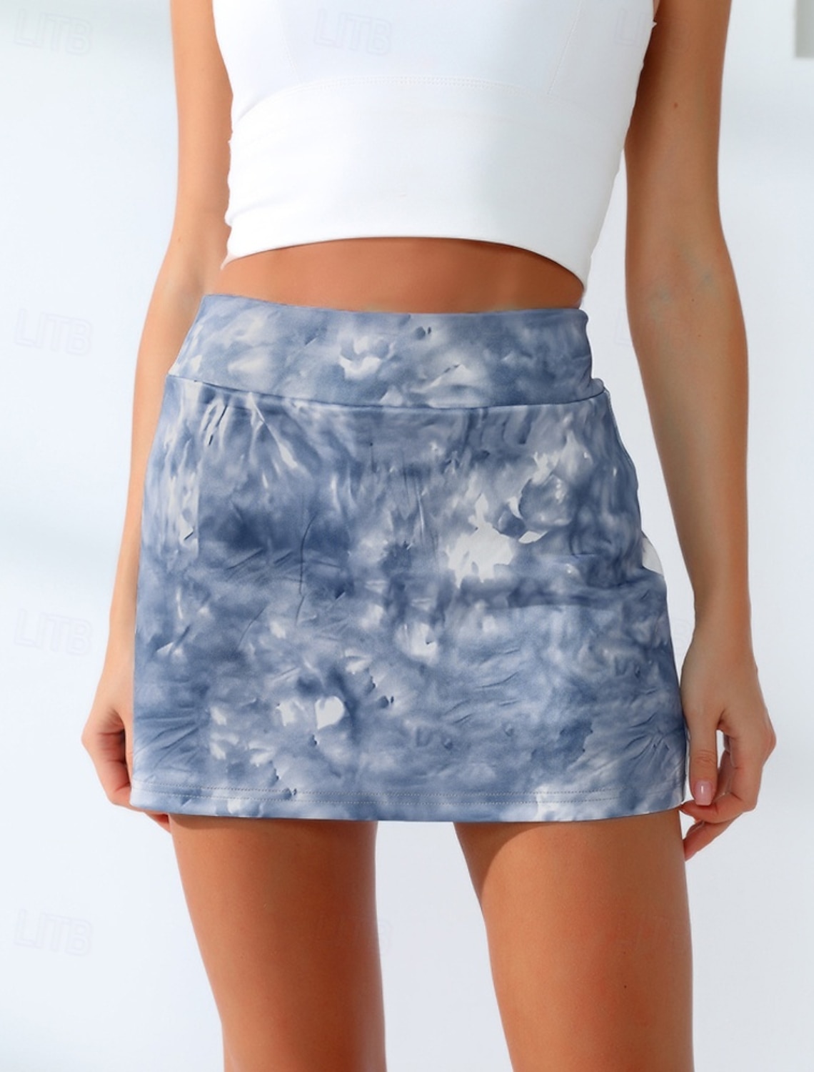 Women's Tie Dye Casual Skirt Tennis Skirts with Shorts Print Quick Dry Tennis Golf Badminton Skort Blue Tennis Clothing