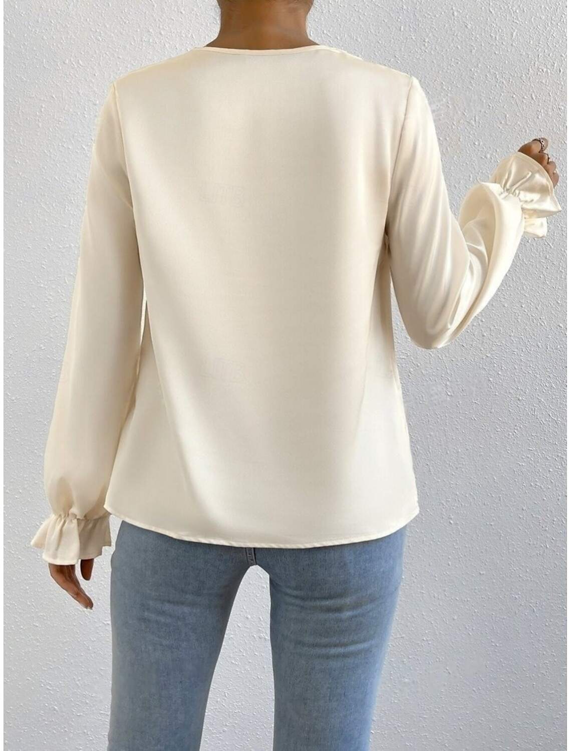 Women's Shirt Blouse Stylish Casual Solid Color Regular Tops Long Sleeve Cowl Neck Ruched Regular Fit Daily Summer Spring