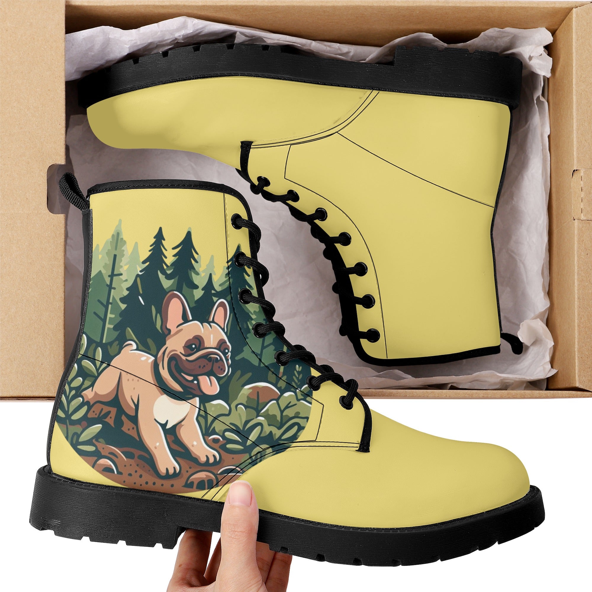 French Bulldog Themed Ivy - Everyday Leather Boots Outdoor Style