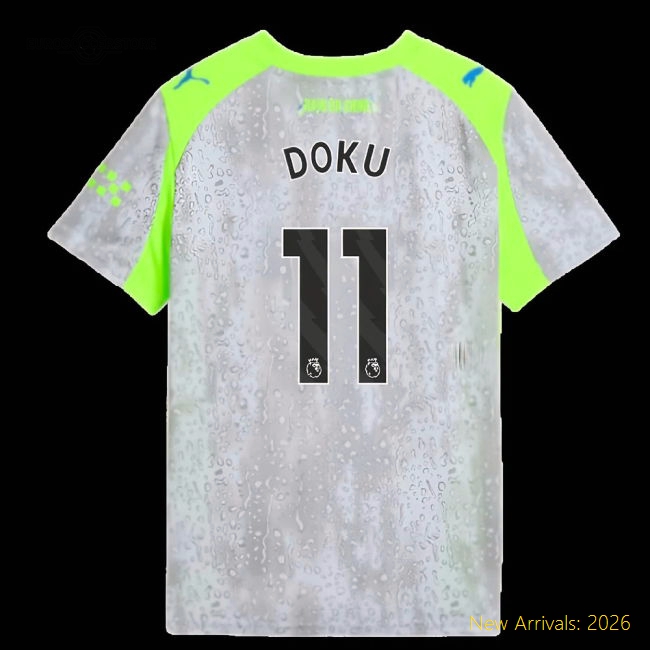 Non-toxic Man City Kids Doku Jersey 2025-2026 Stretchy Flexible