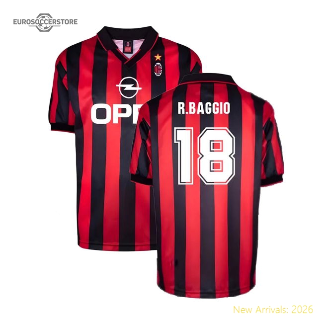 Top-Quality Ac Milan 1996 Home Retro Shirt (R.Baggio 18)