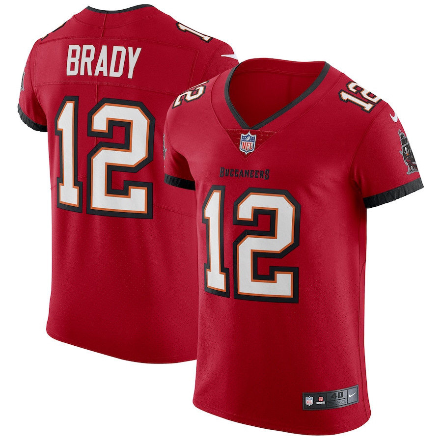 Authentic T B Buccaneers NFL #12 Tom Brady Elite Red Jersey - Fan A...