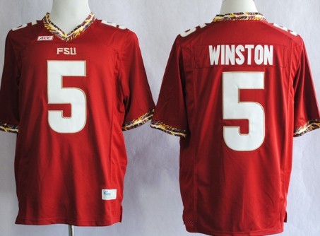 Men's None Red 2013 stitched Jameis Winston #5 comfortable Jersey