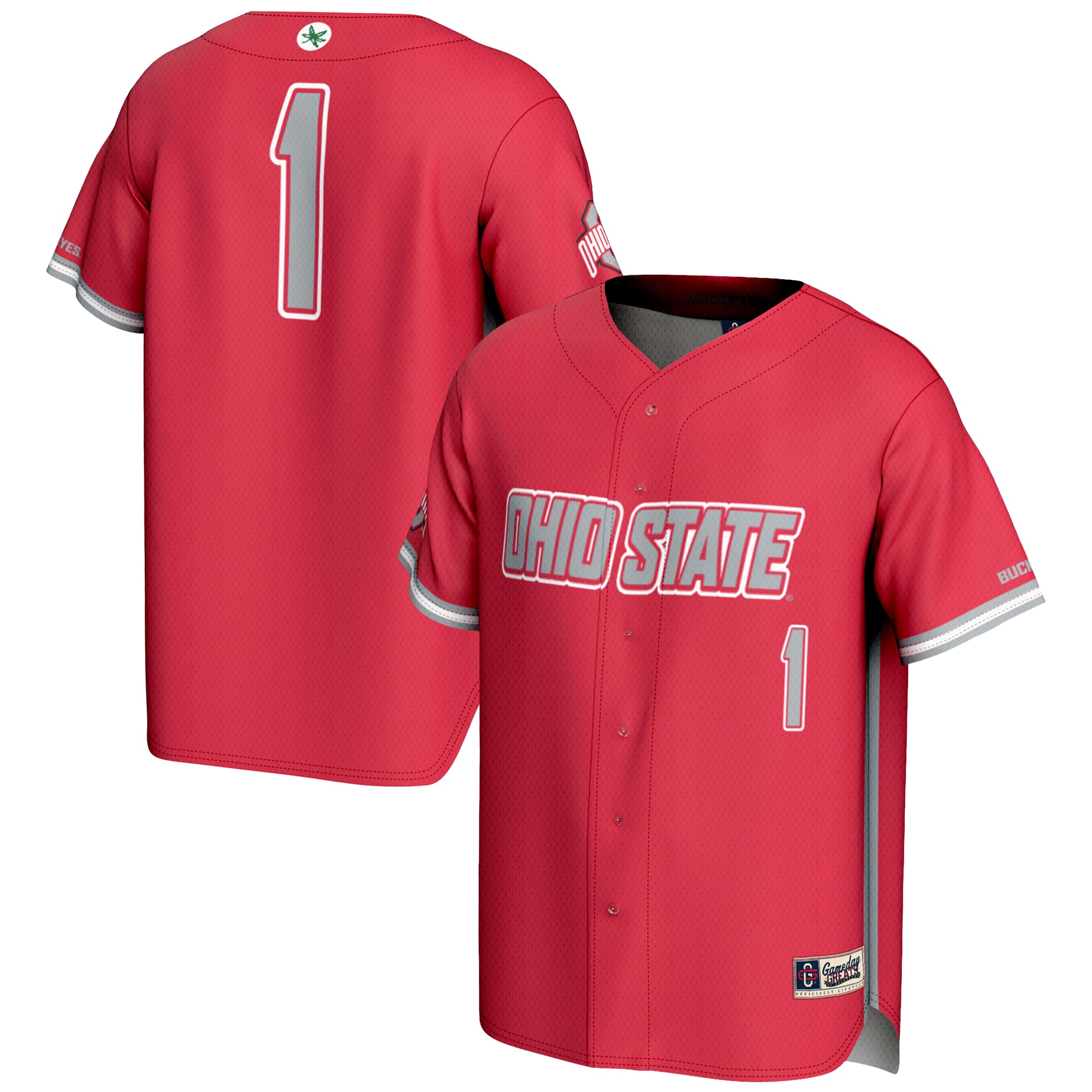 [NJP] Ohio State Buckeyes GameDay Greats Lightweight Baseball Jersey - Scarlet