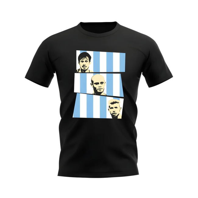 Silva Kompany Aguero Manchester City Trio football T-Shirt (Adult