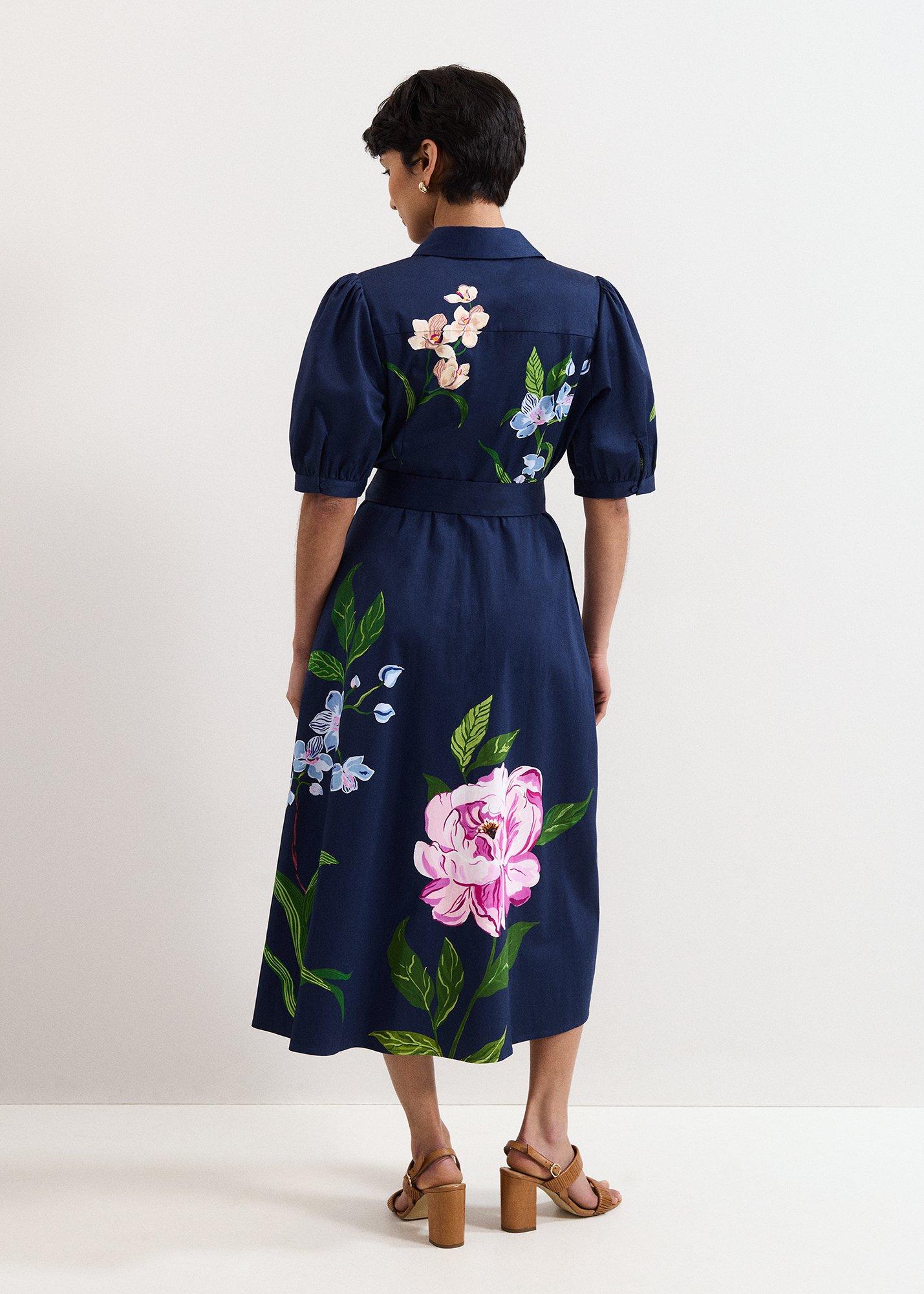 Petite Kerrie Navy Floral Shirt Dress