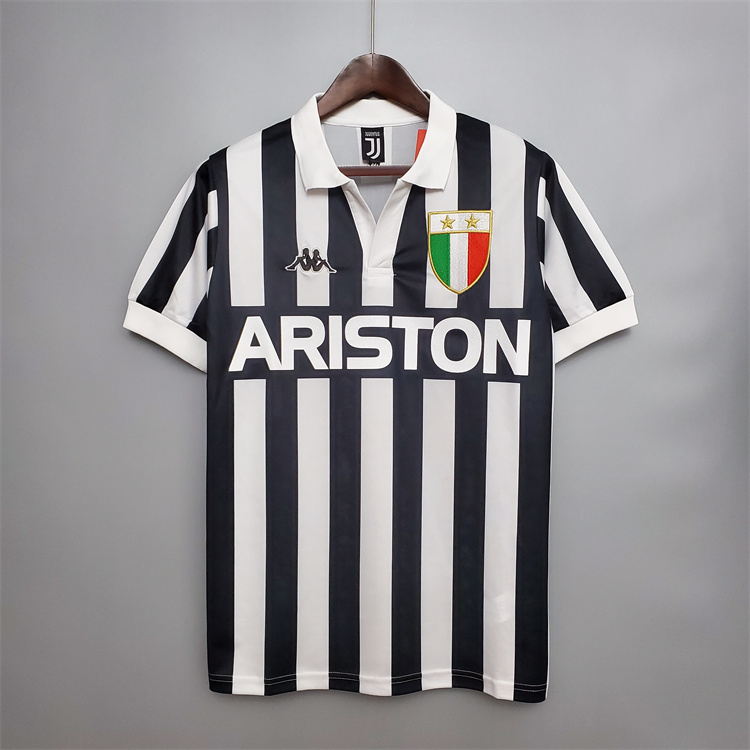 High Quality Moisture Wicking Juventus 8485 Retro Home Shirt