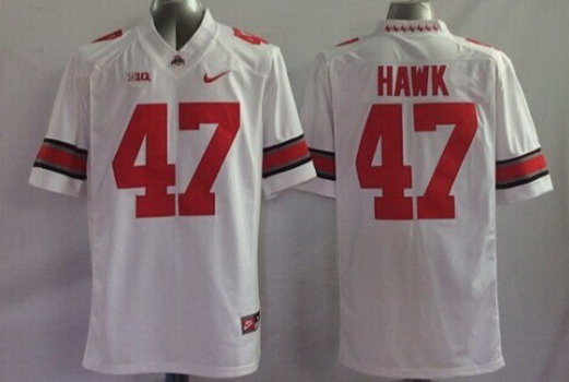Men's OSU Buckeyes None #47 match worn White 2014 home jersey Jersey