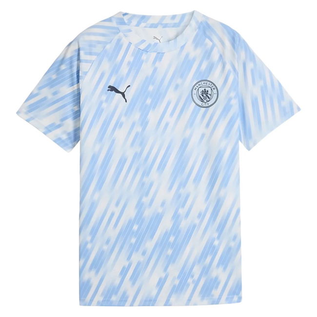 match worn 2025-2026 Man City Warm Up Jersey (Silver Sky) - Kids (R...