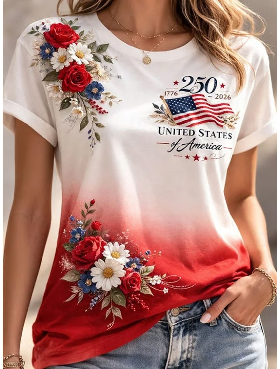 American Independence Day Women's Shirt Short Sleeve Graphic Flag Vintage Stylish Casual Sleeveless Shirt Collar Regular Tops Daily Blue White Light Blue Summer Spring