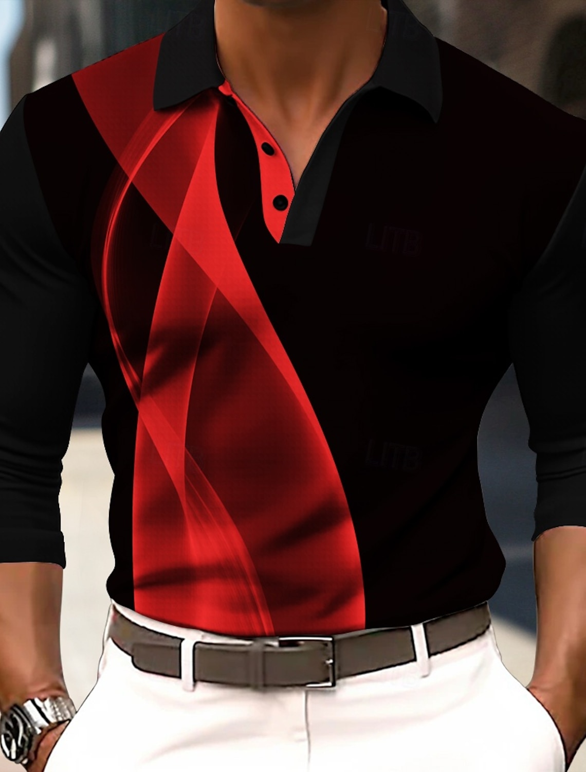 Men's Abstract Geometic Polo Short Sleeve Shirts Collared Business