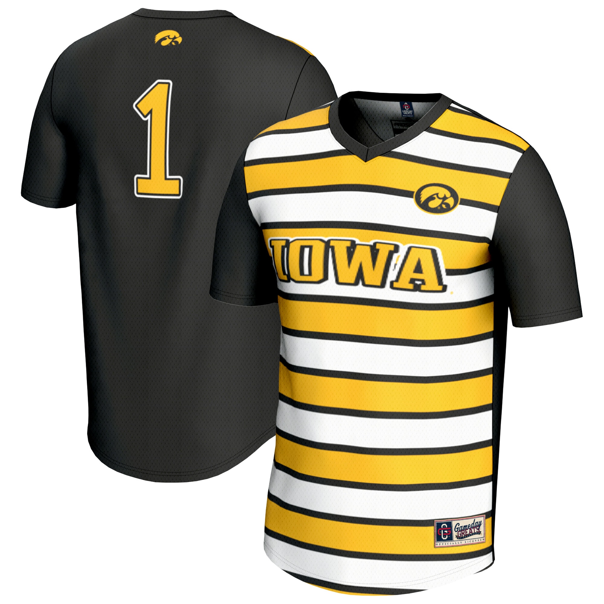 [LK] Iowa Hawkeyes GameDay Greats Unisex Lightweight Collegiate Soccer Fashion Jersey - Black