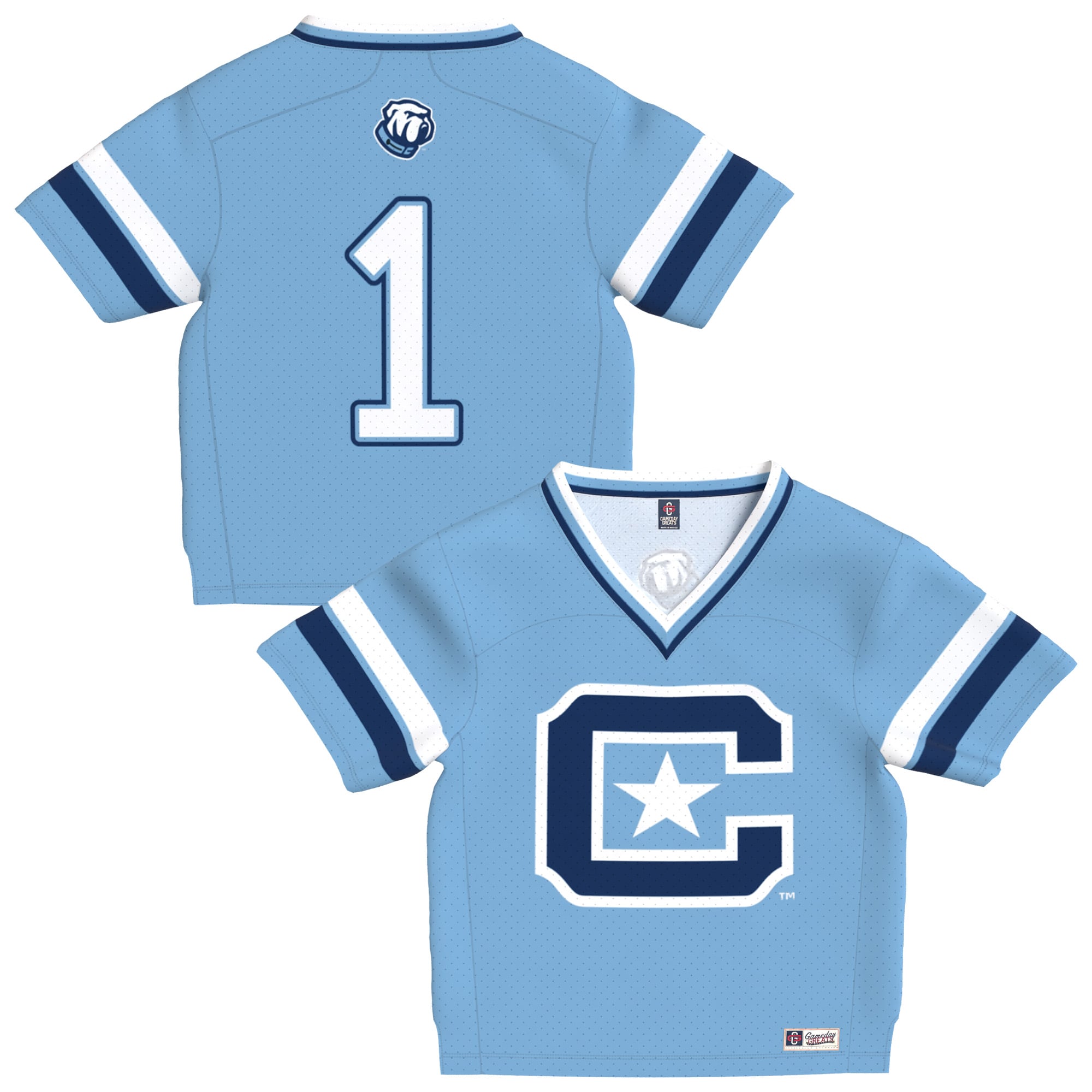 Toddler Light Blue Citadel Bulldogs Lightweight Collegiate Football Fashion Jersey