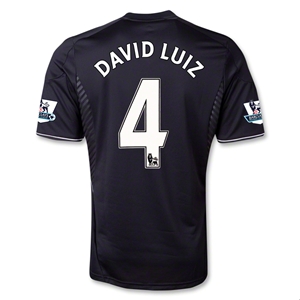 Breathable 13-14 Chelsea 4 DAVID LUIZ Black Away Soccer Jersey Shirt