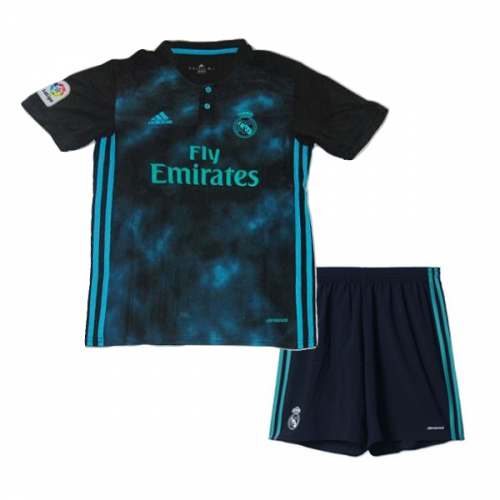 Kids Real Madrid Away 201718 Black Soccer Suits ShirtShorts -