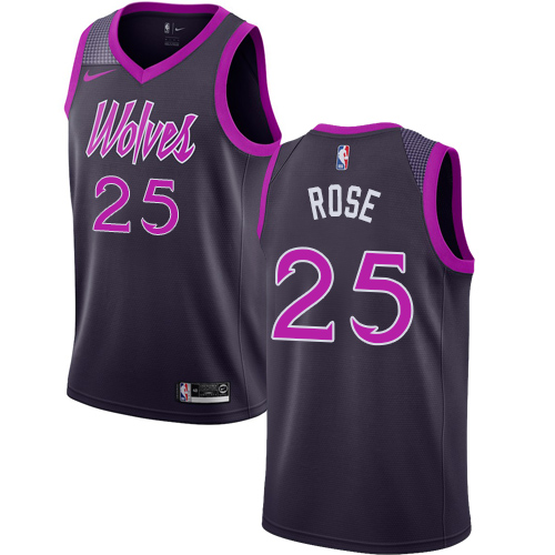 Nike Minnesota Timberwolves #25 Derrick Rose Purple NBA Swingman City Edition 2018/19 Jersey Mens