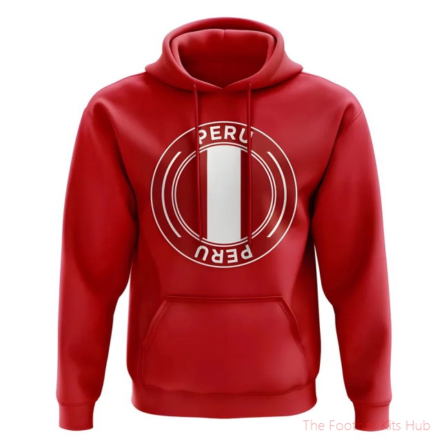 Men Peru Football Badge Hoodie (Red)