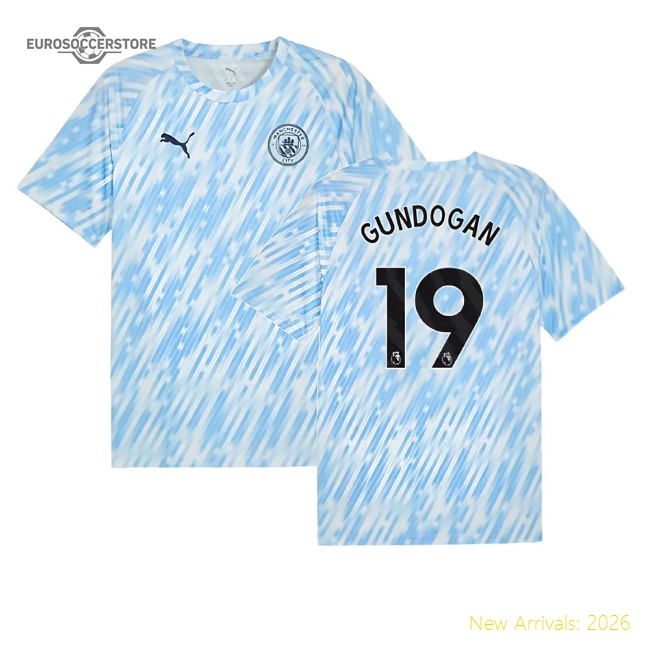 2025-2026 Man City Warm Up Jersey (Silver Sky) (Gundogan 19)