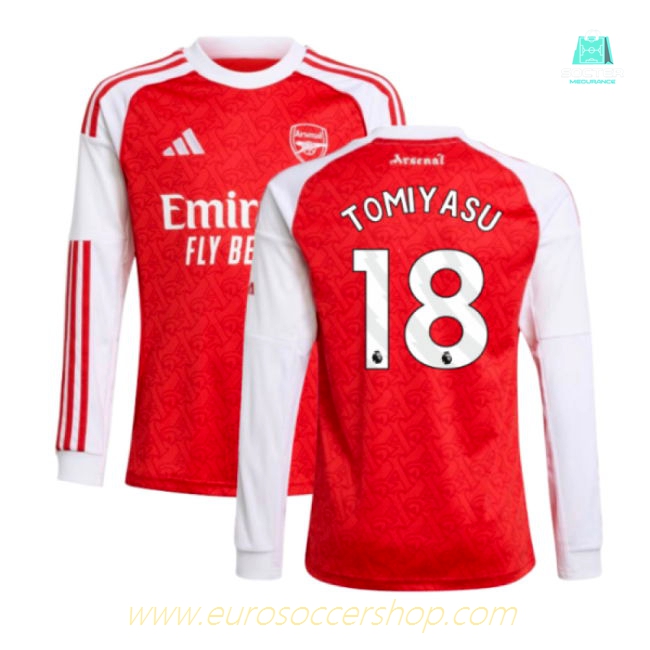 2025-2026 Arsenal Long Sleeve Home Shirt (Kids) (Tomiyasu 18)