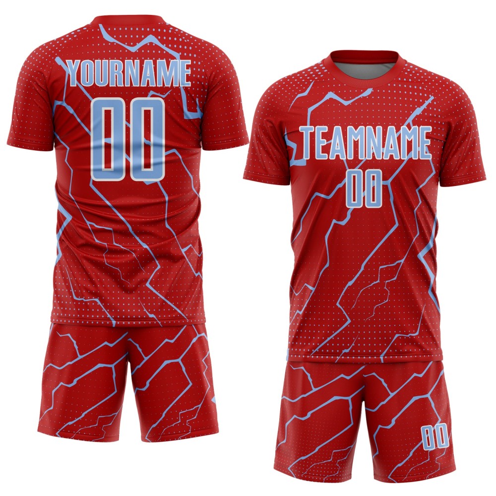 Soccer Red Light Sports Blue-White Uniform Custom Jersey Sublimation Lightning