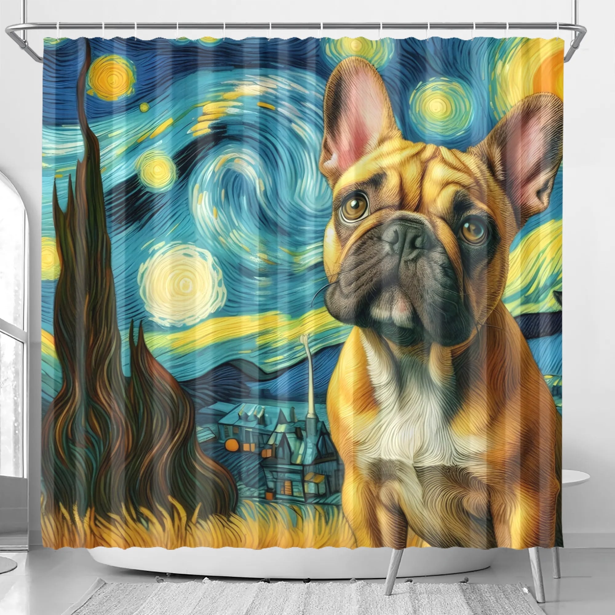 Minimal-Aesthetic Stormy - Shower Curtain For Frenchie Lovers for Fas...