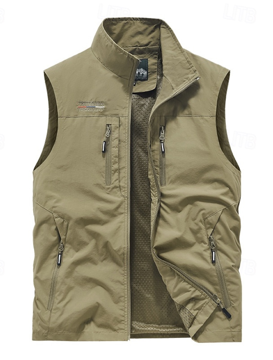 Men's Outdoor Vest Vest Fishing Vest Outdoor Daily Fashion Casual Spring Fall Pocket Polyester Comfortable Plain Zipper Stand Collar Regular Fit Black Orange Khaki Army Green Vest